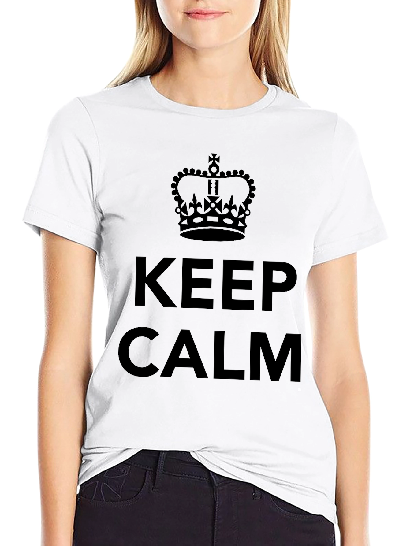 Keep Calm Graphic T-Shirt - Black Crew Neck Tee