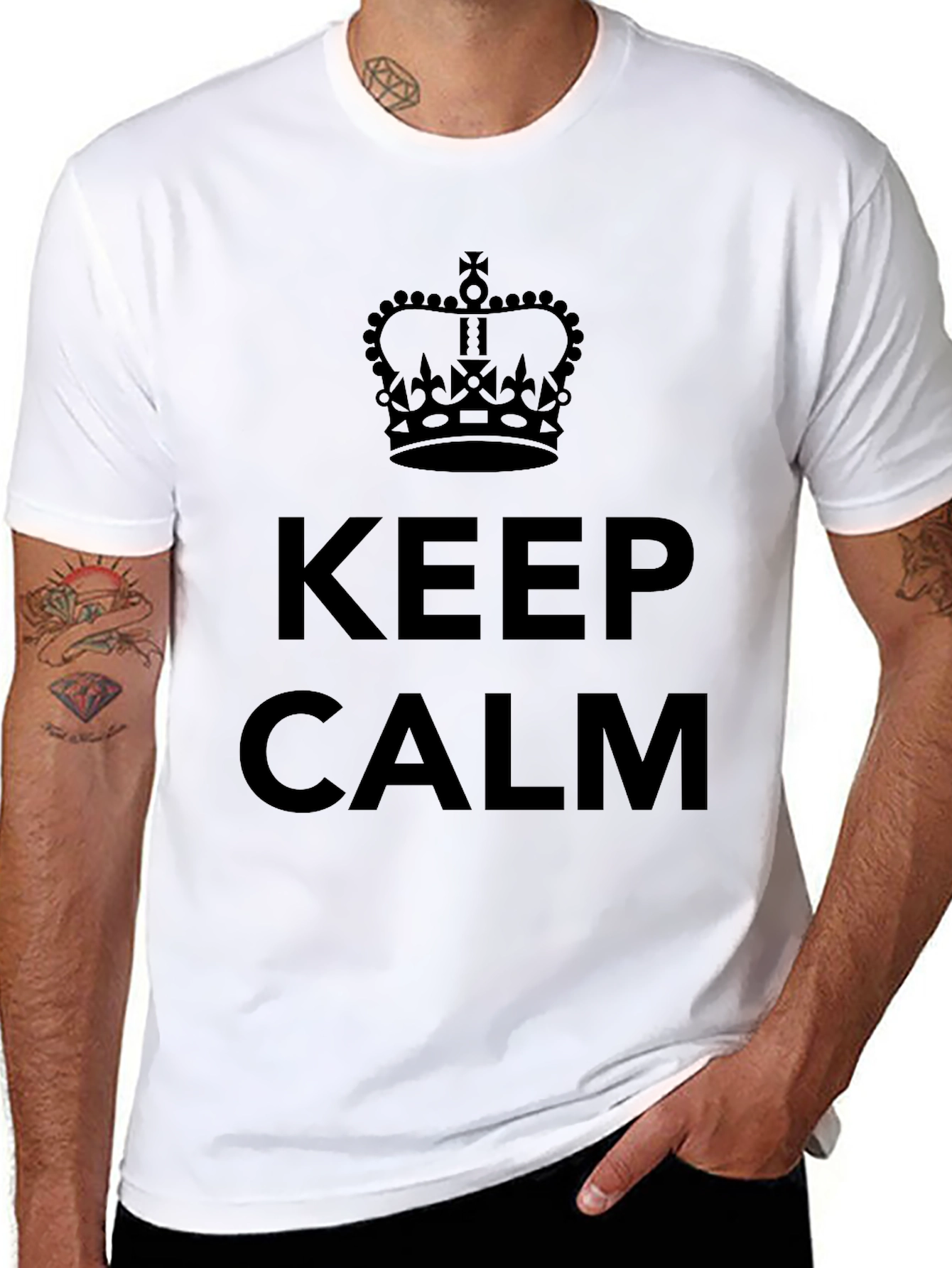 Keep Calm Graphic T-Shirt - Black Crew Neck Tee