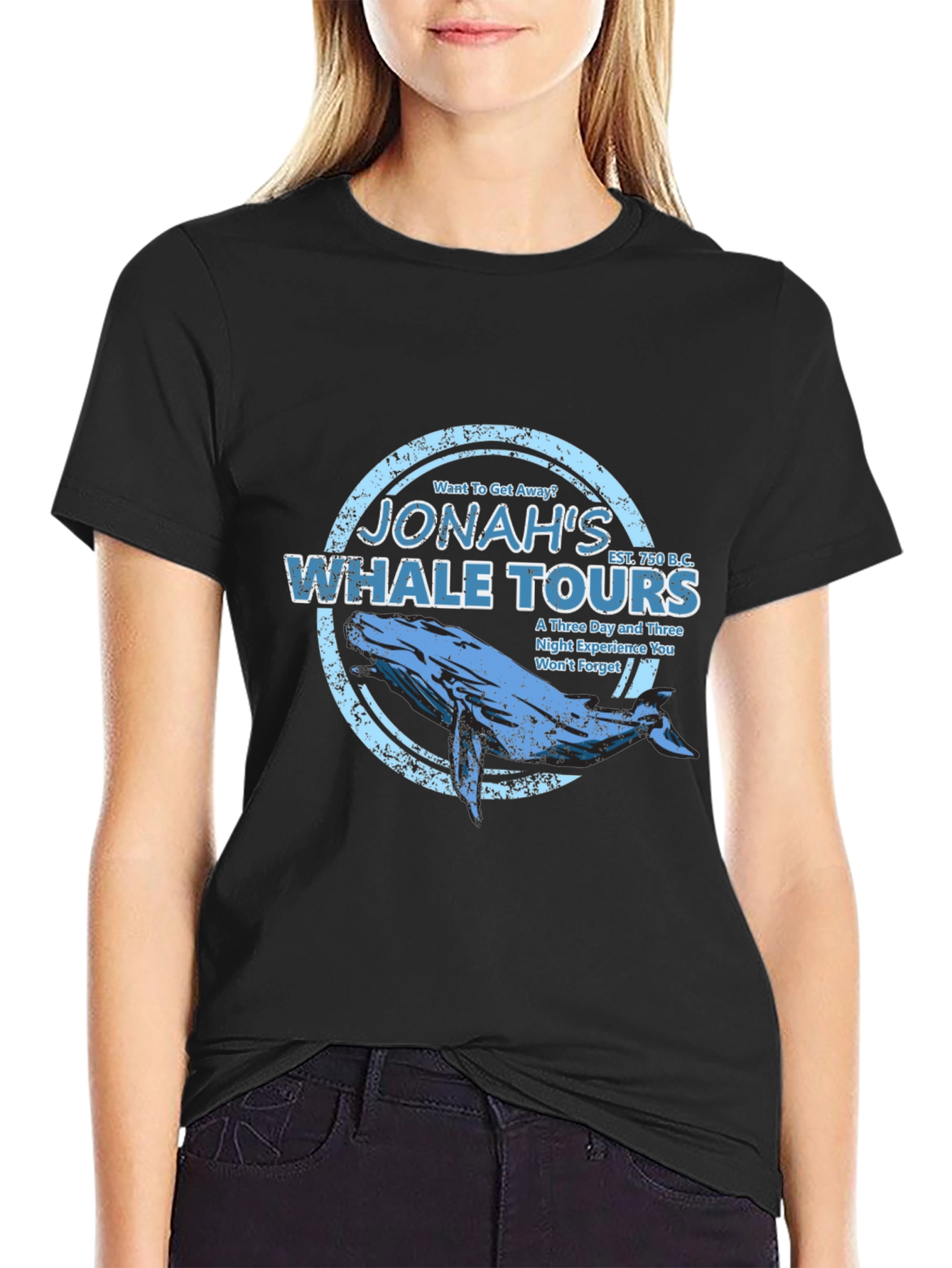 Jonahs Whale Tours Black Graphic T-Shirt