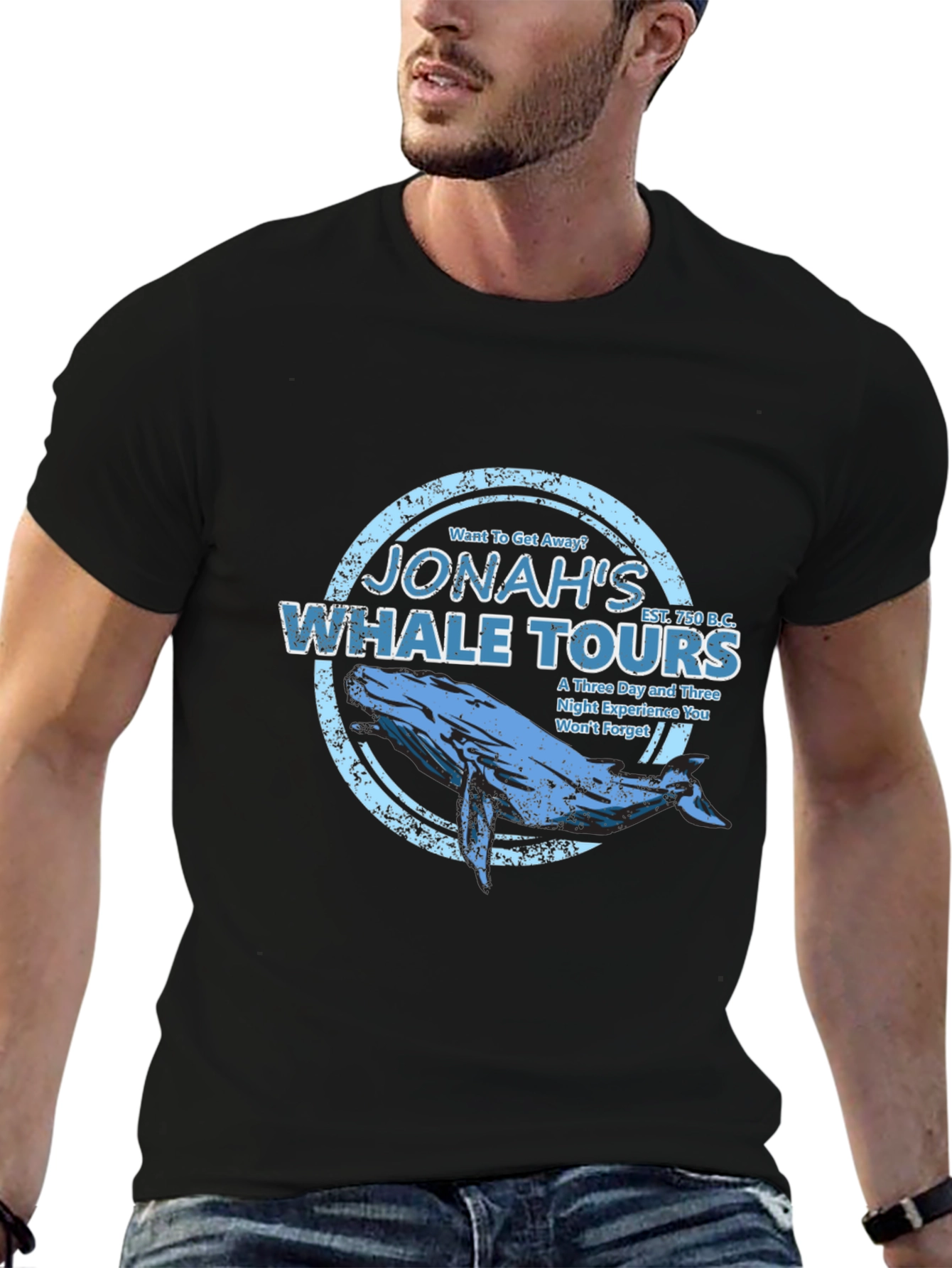 Jonahs Whale Tours Black Graphic T-Shirt