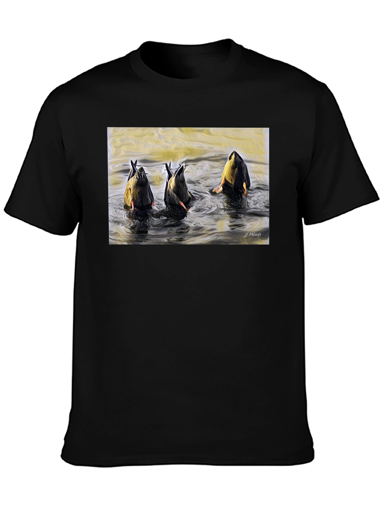 Diving Duck Art T-Shirt - Unique Nature Tee