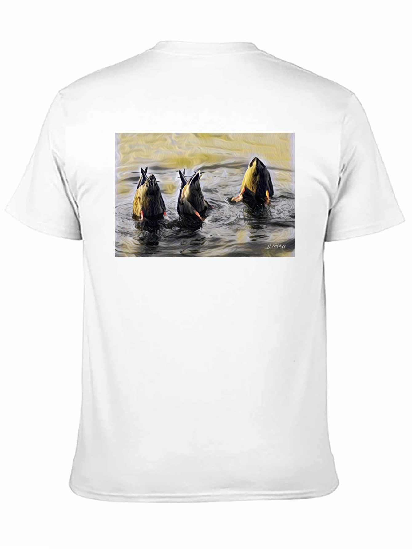 Diving Duck Art T-Shirt - Unique Nature Tee