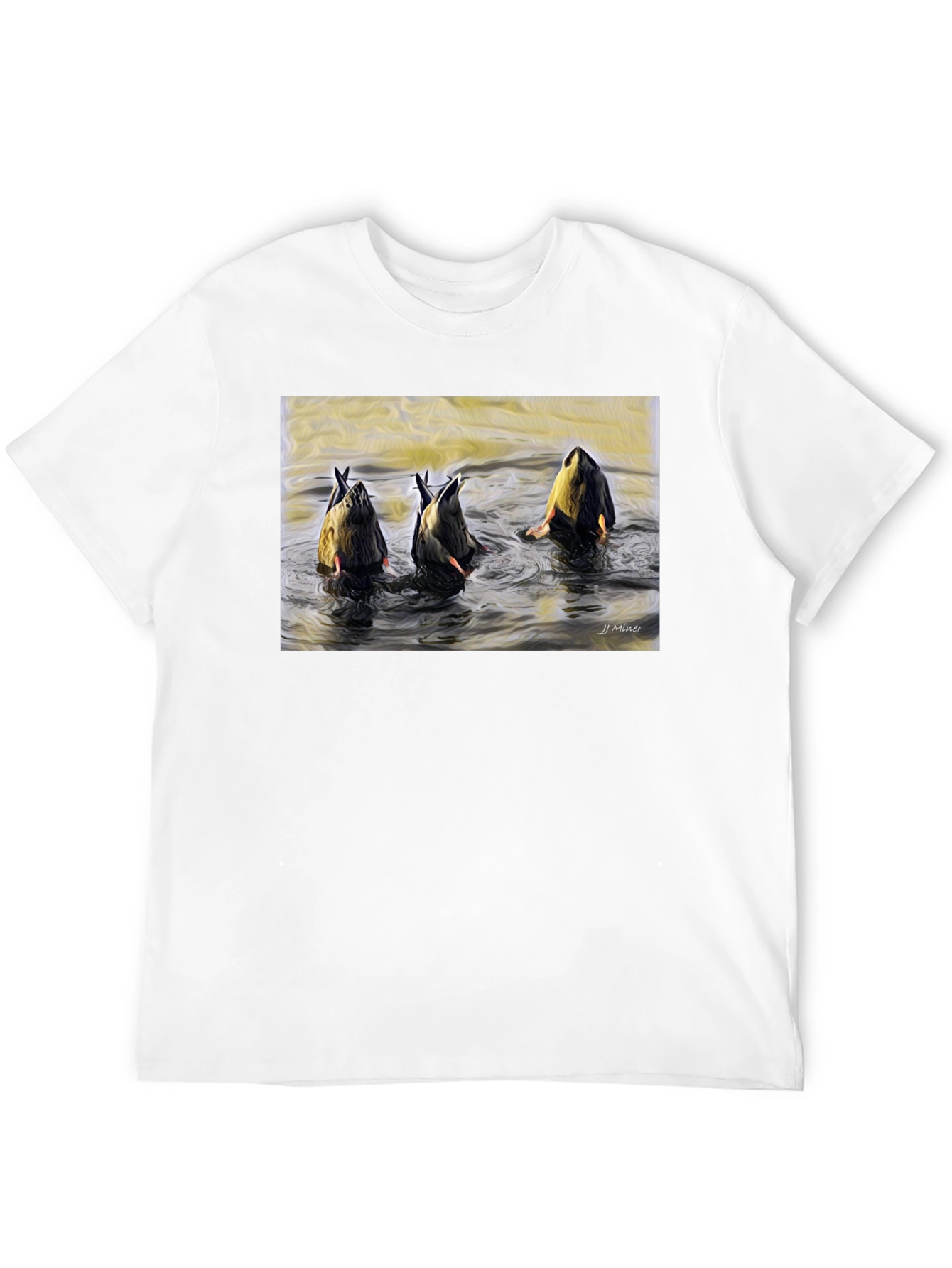 Diving Duck Art T-Shirt - Unique Nature Tee