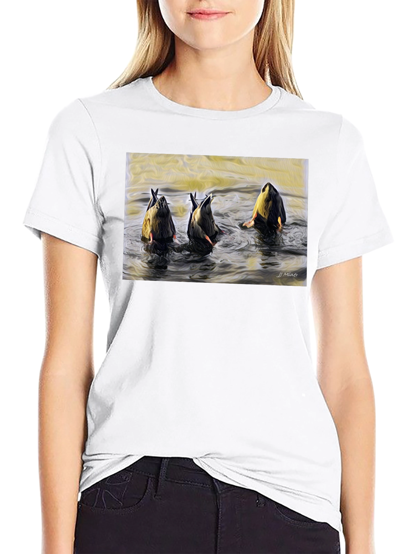 Diving Duck Art T-Shirt - Unique Nature Tee