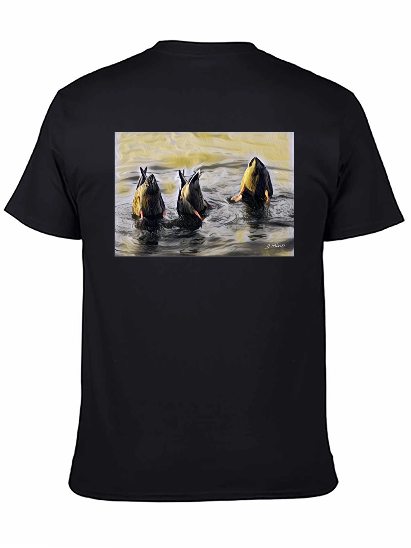 Diving Duck Art T-Shirt - Unique Nature Tee