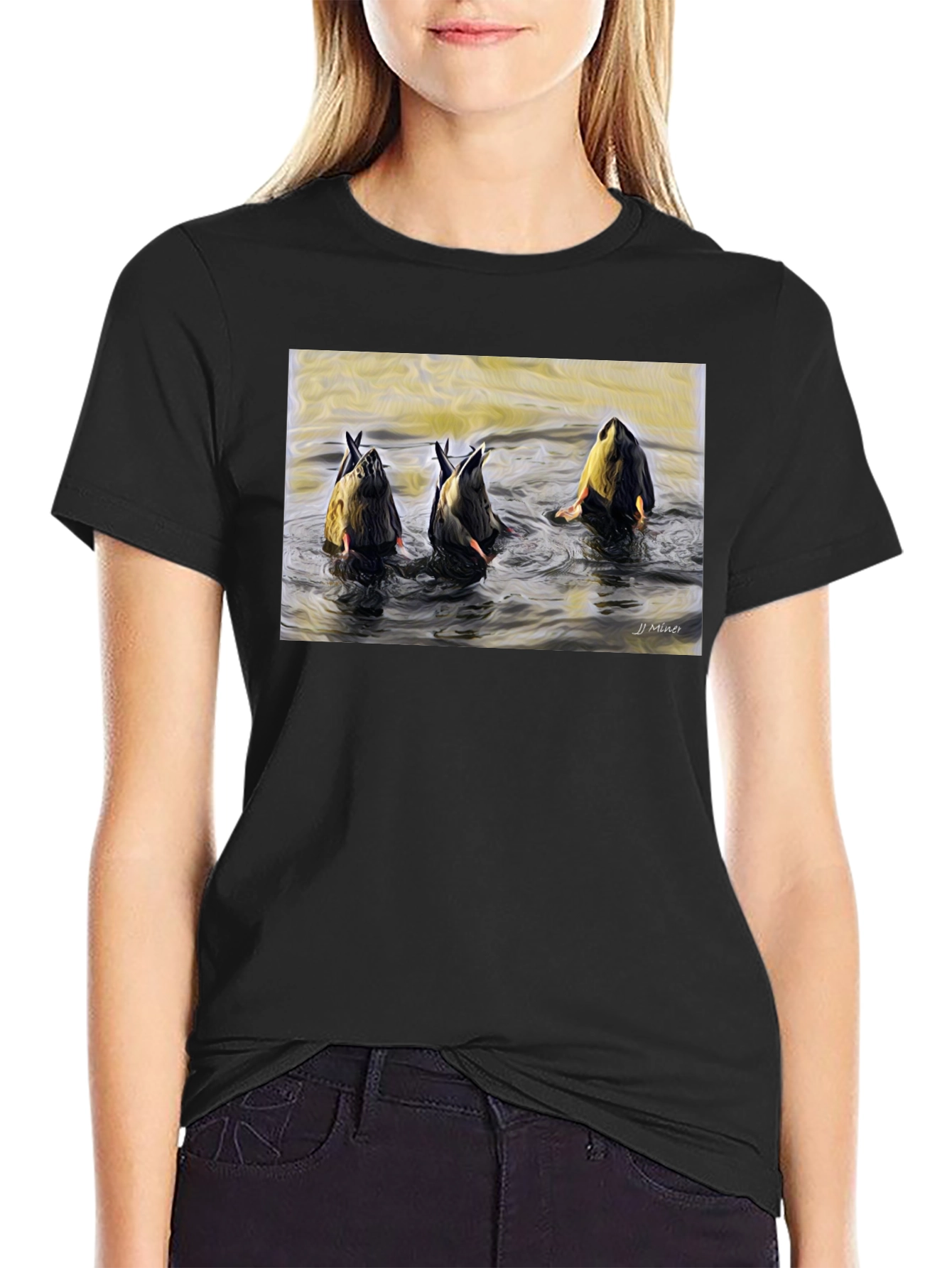 Diving Duck Art T-Shirt - Unique Nature Tee