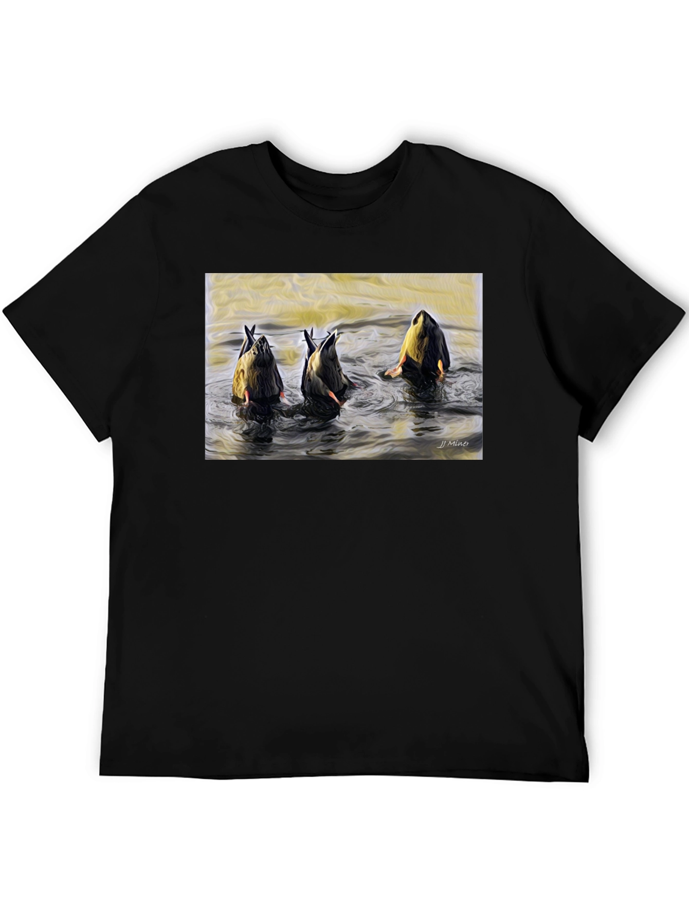 Diving Duck Art T-Shirt - Unique Nature Tee