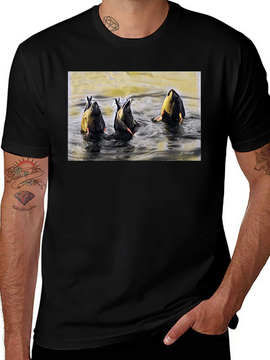Diving Duck Art T-Shirt - Unique Nature Tee