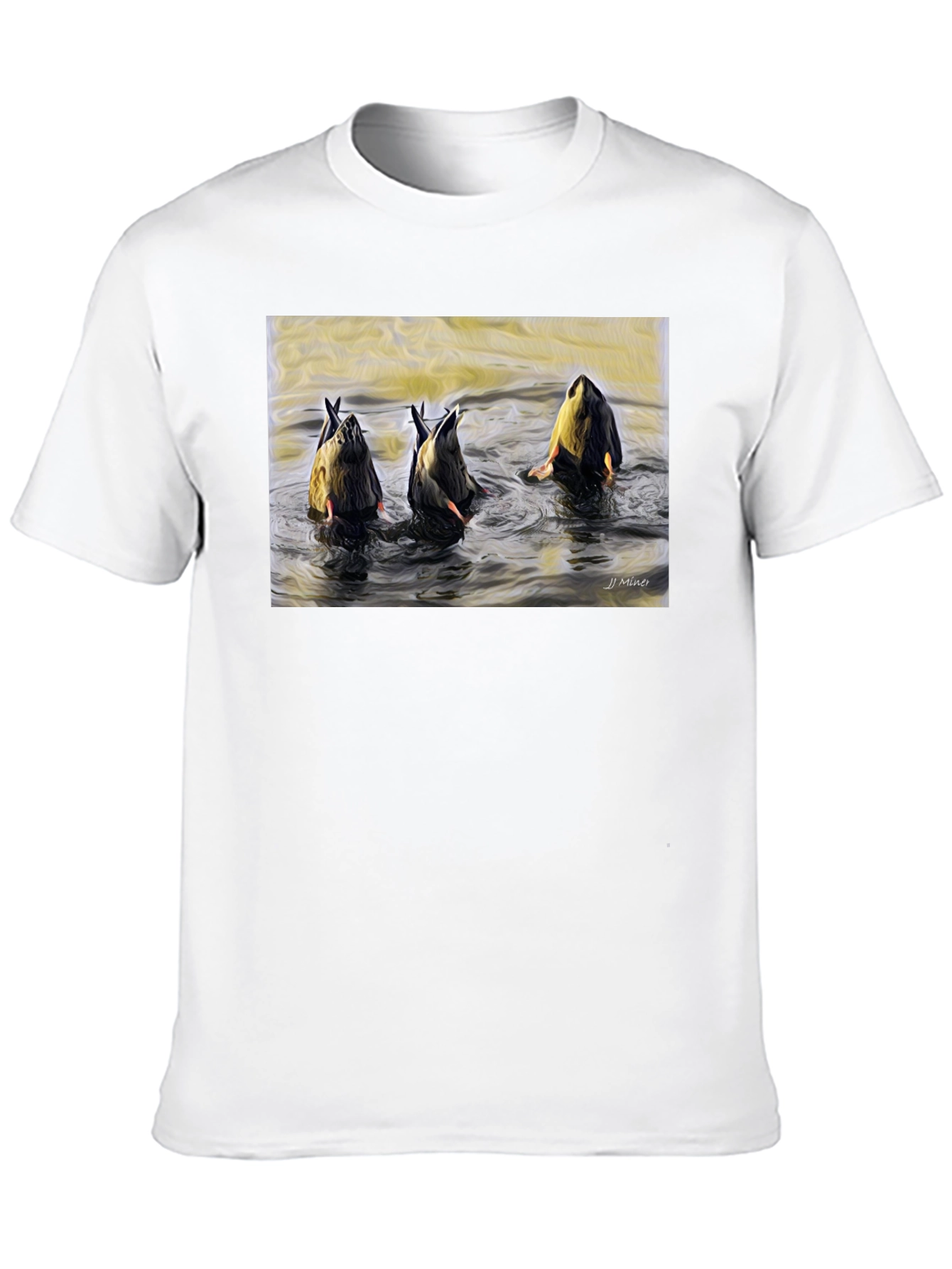 Diving Duck Art T-Shirt - Unique Nature Tee