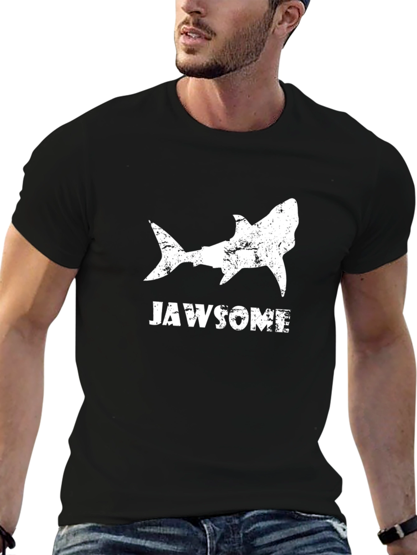 Jawsome Shark Graphic Tee - Black Cotton T-Shirt