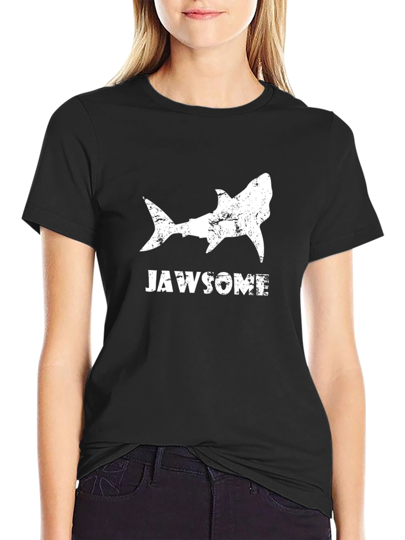 Jawsome Shark Graphic Tee - Black Cotton T-Shirt