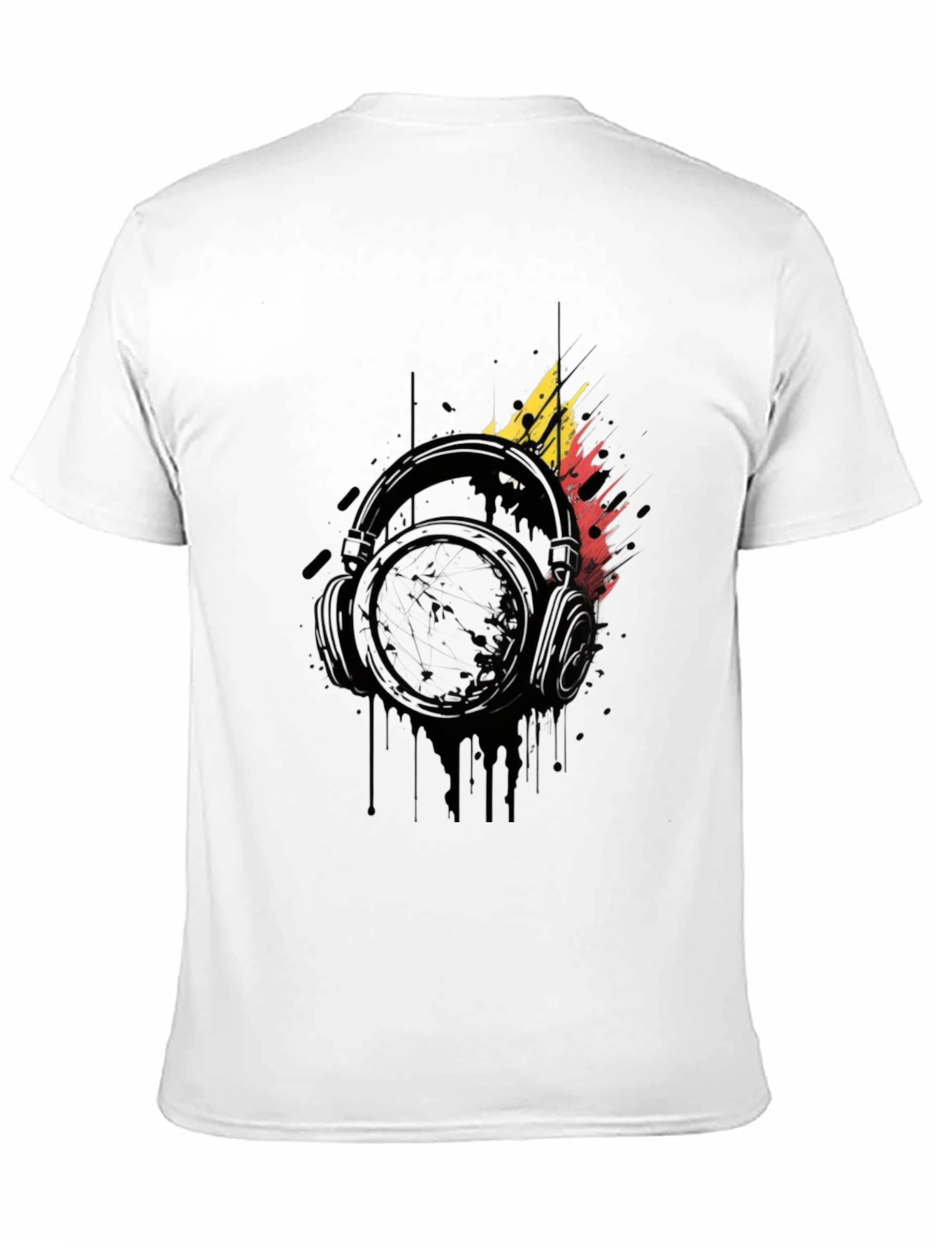 Abstract Headphones Graphic Black T-Shirt