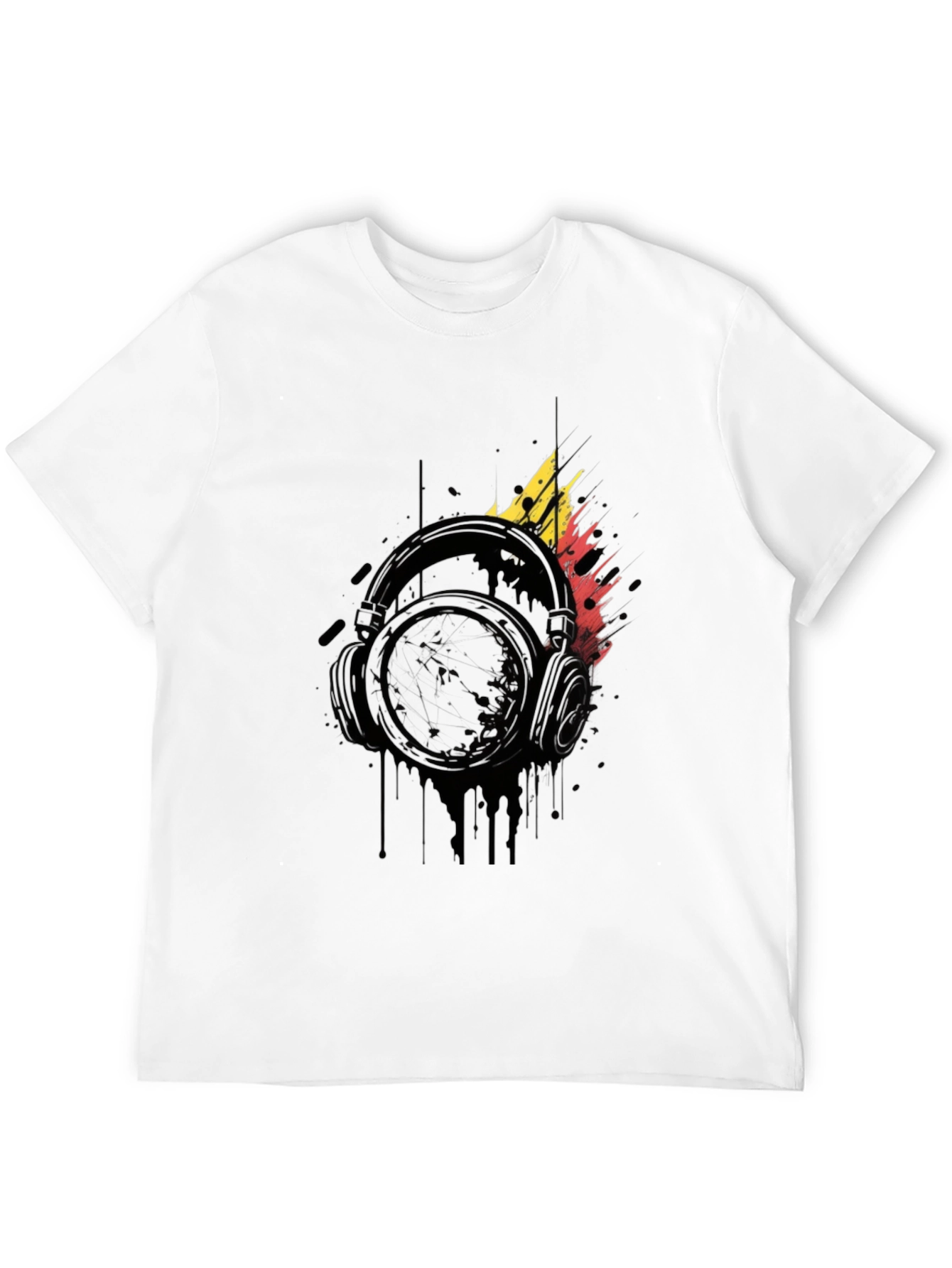 Abstract Headphones Graphic Black T-Shirt