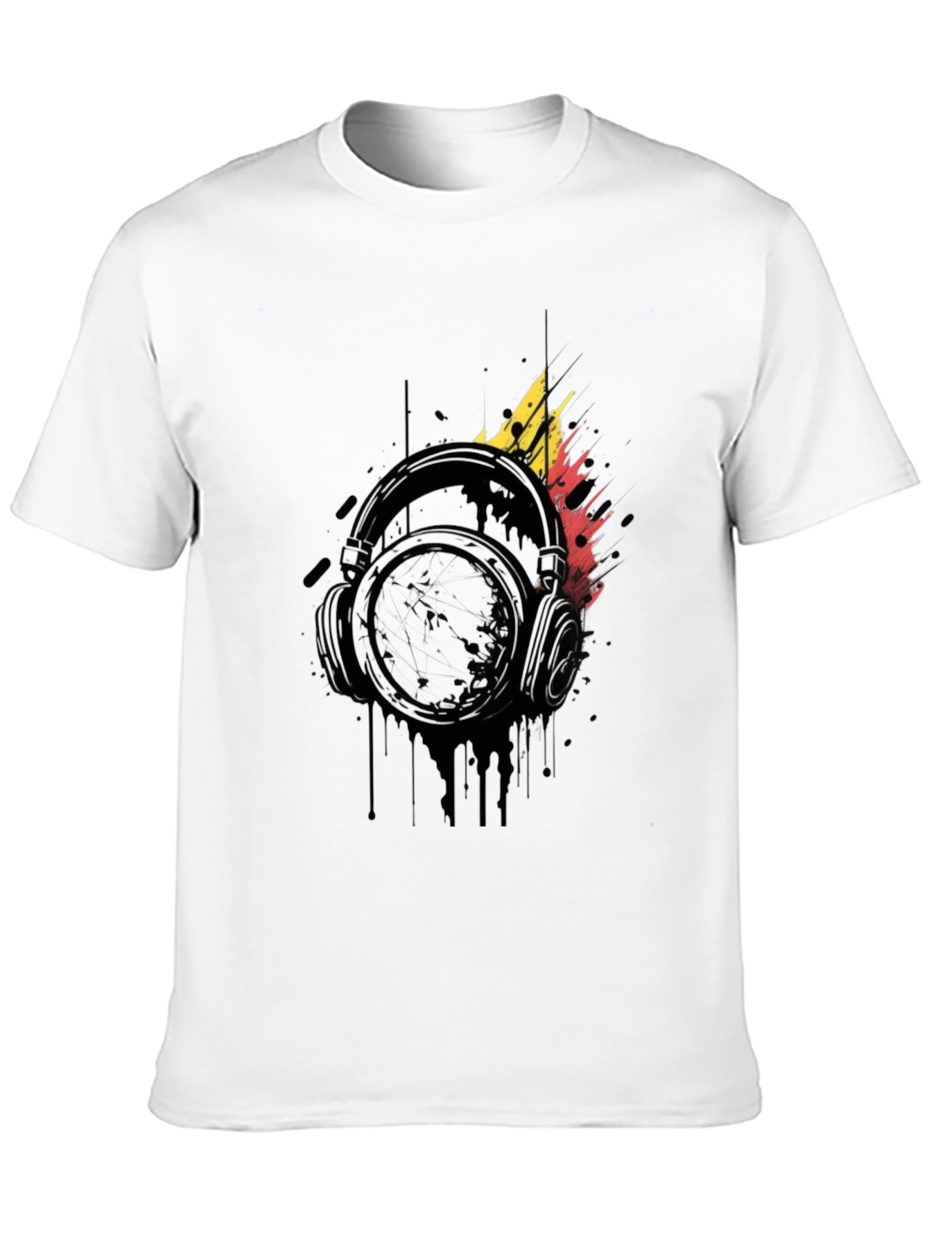 Abstract Headphones Graphic Black T-Shirt