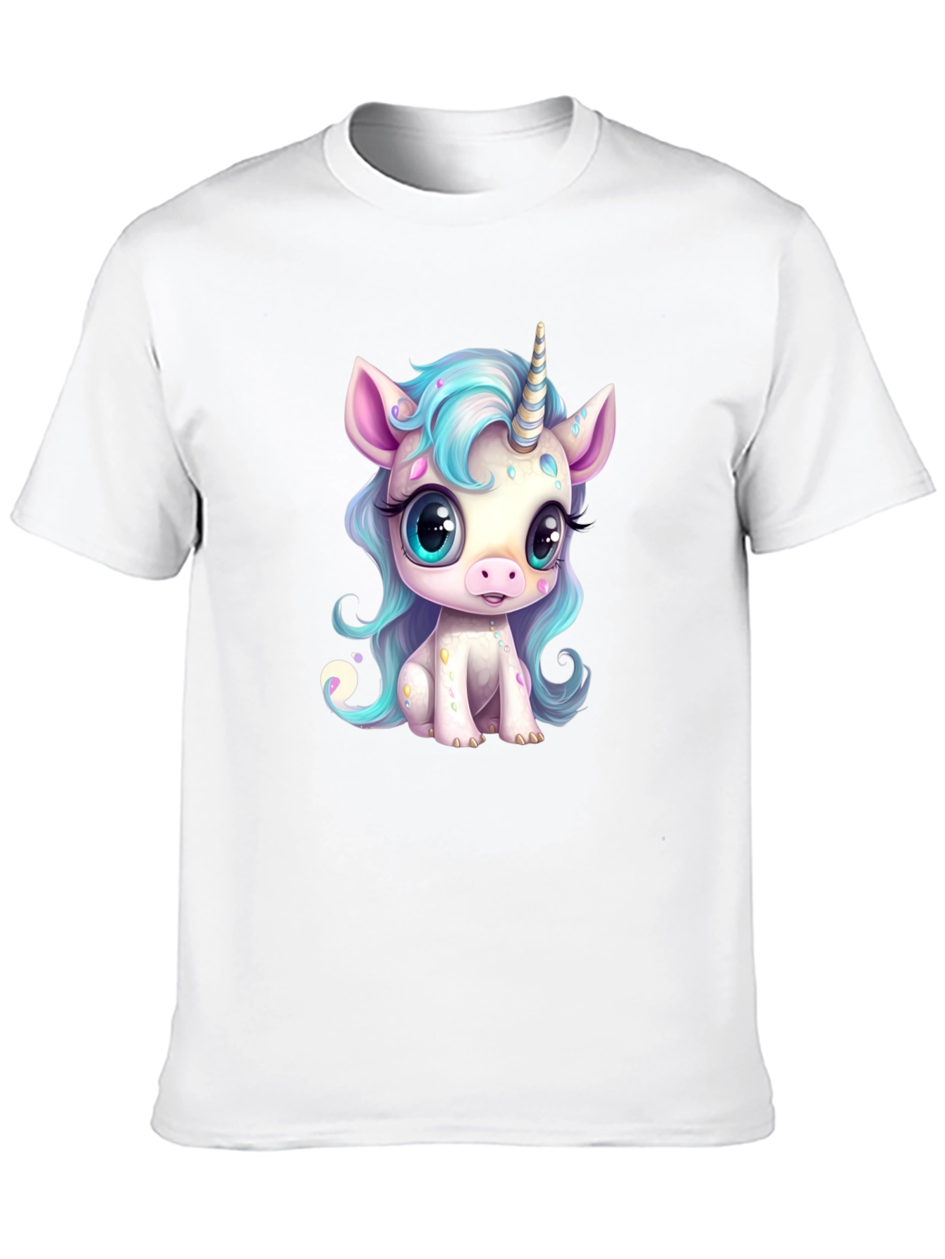 Cute Cartoon Unicorn Graphic Black T-Shirt