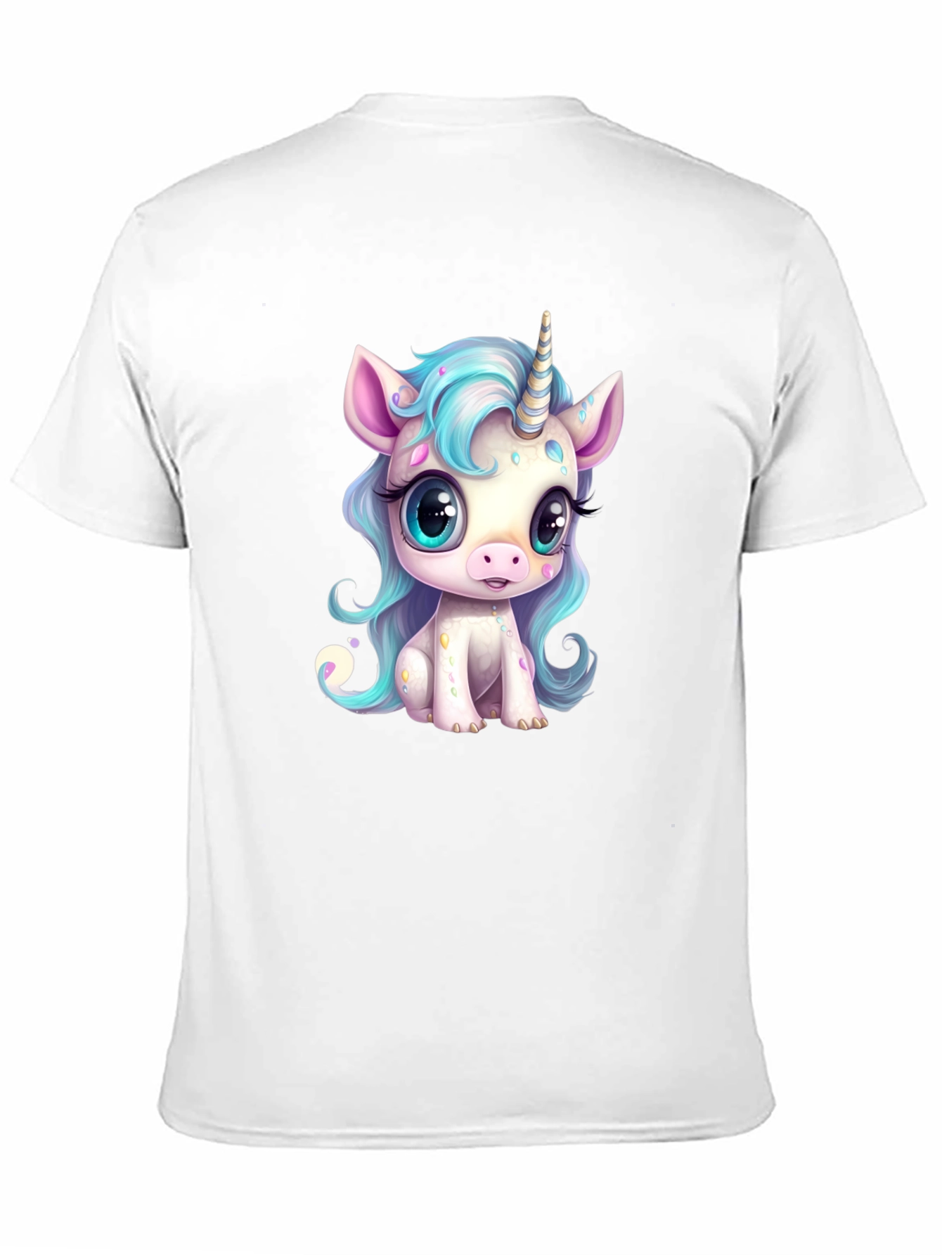 Cute Cartoon Unicorn Graphic Black T-Shirt