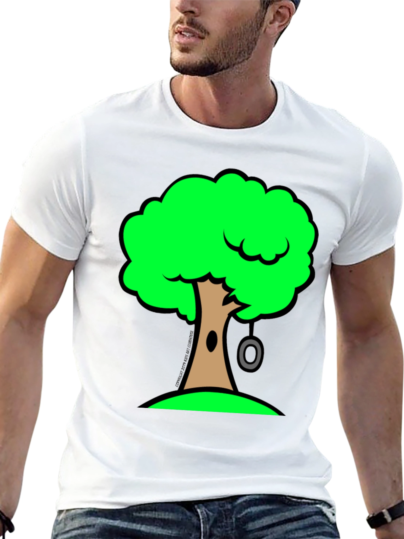 Cartoon Tree Graphic Black T-Shirt
