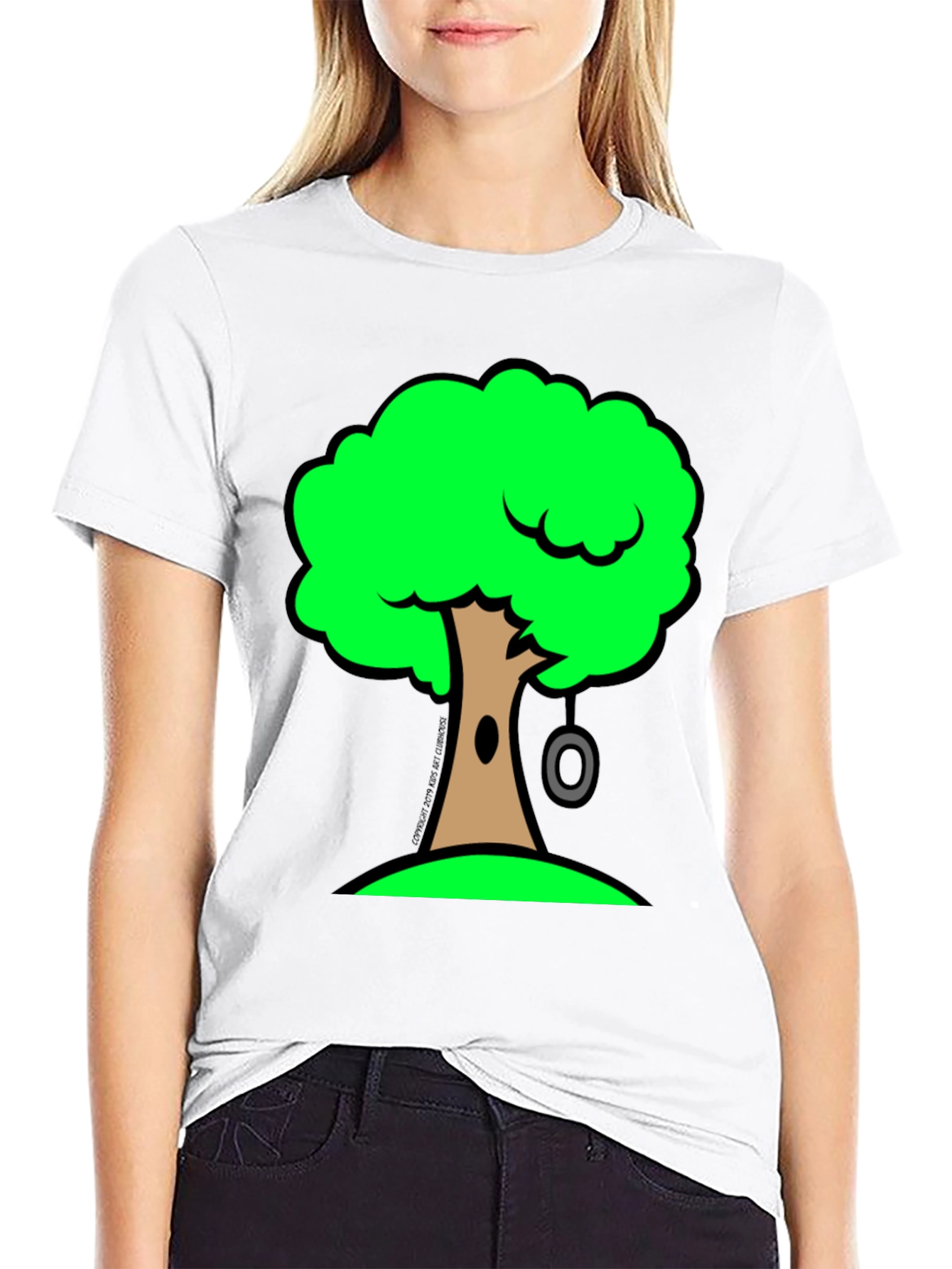 Cartoon Tree Graphic Black T-Shirt
