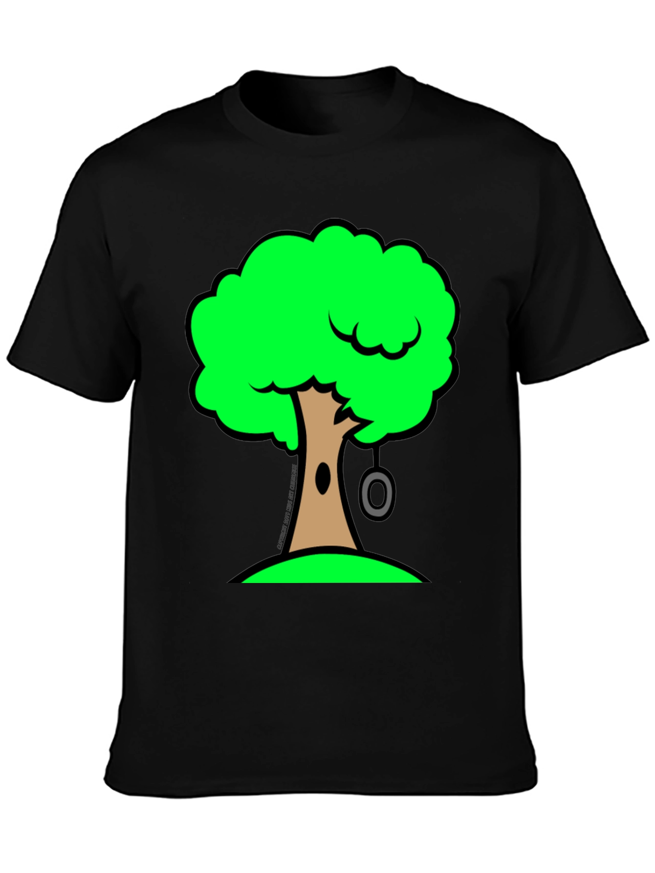 Cartoon Tree Graphic Black T-Shirt