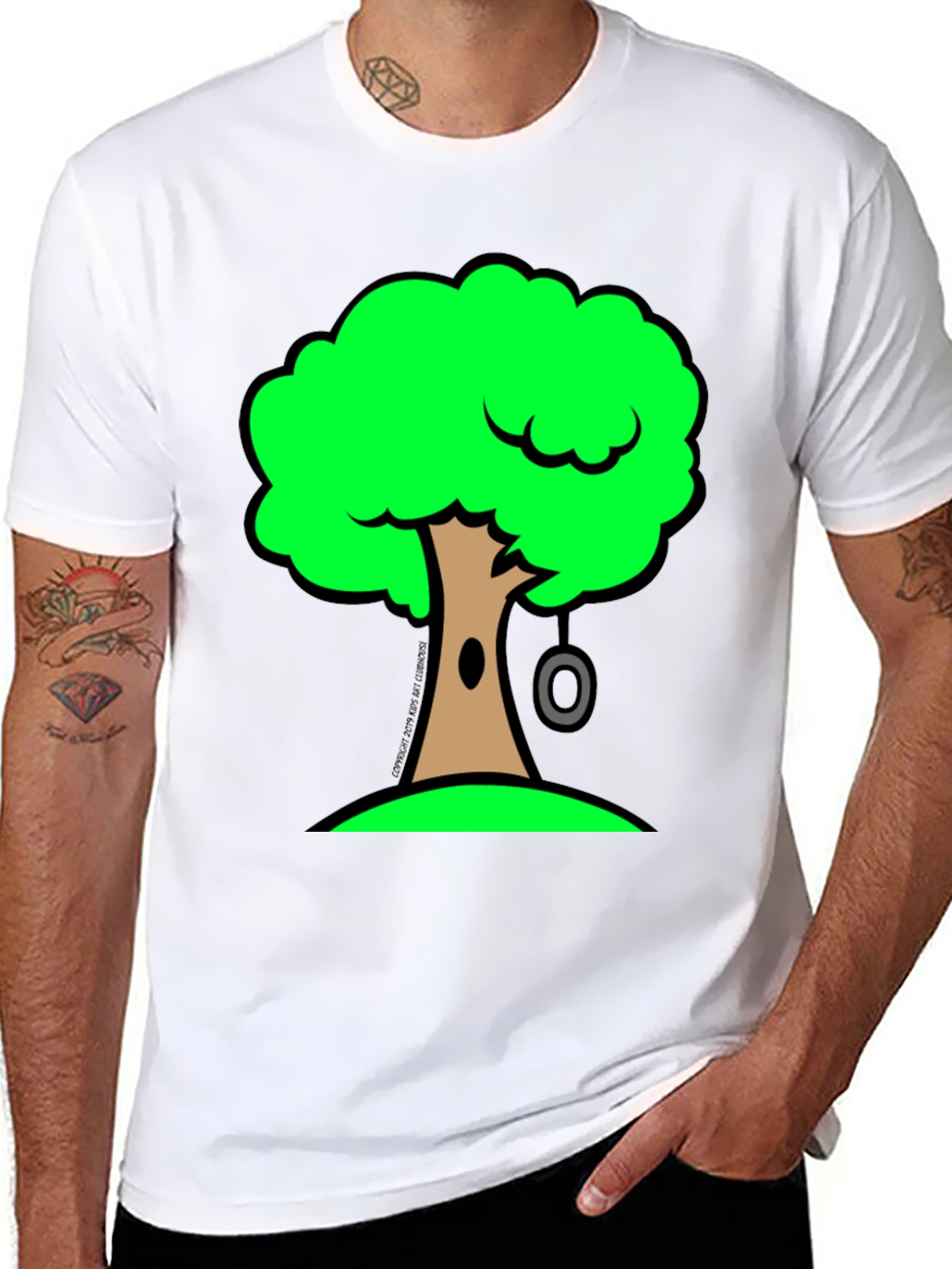 Cartoon Tree Graphic Black T-Shirt