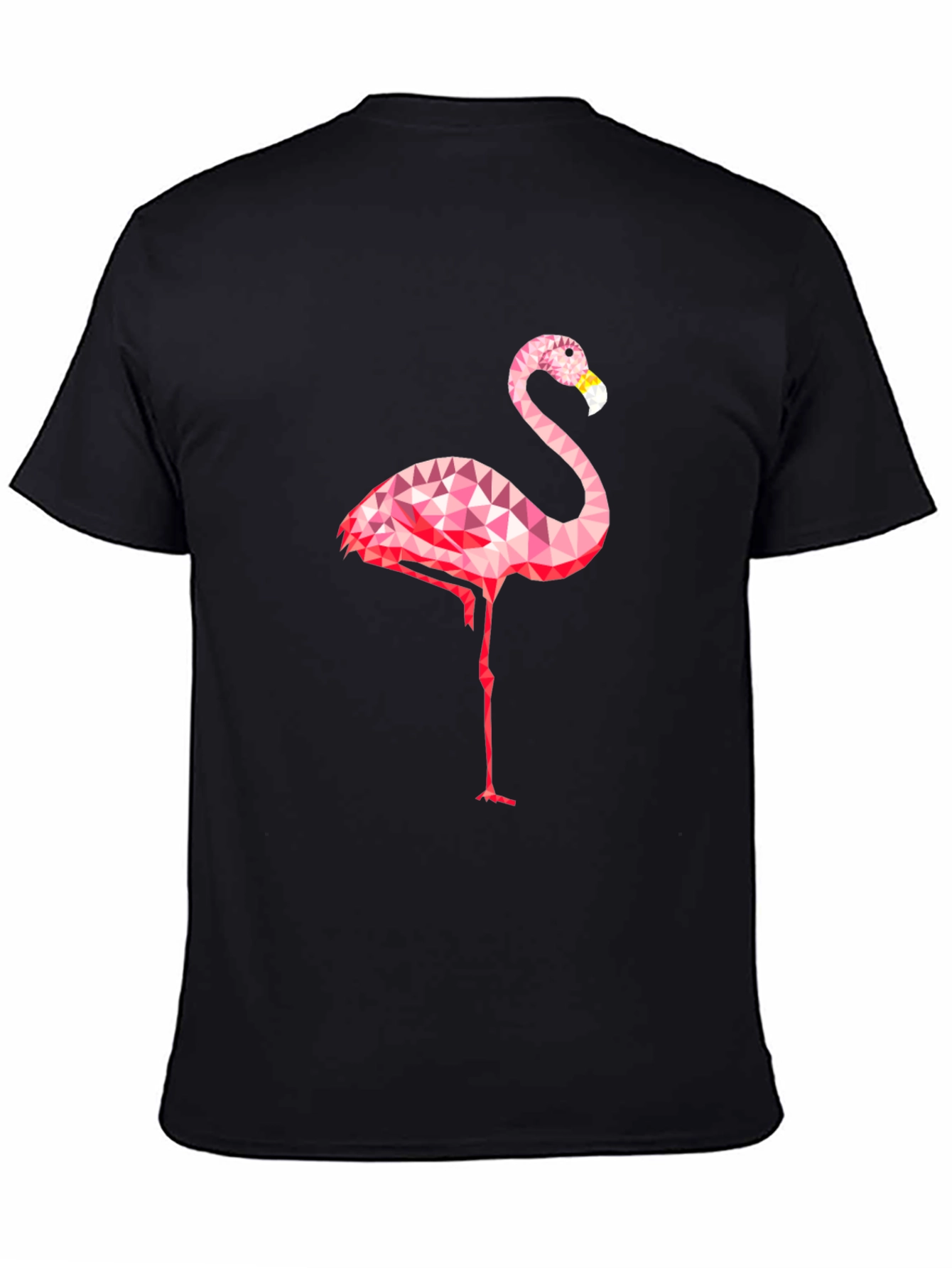 Geometric Flamingo Graphic Tee - Black