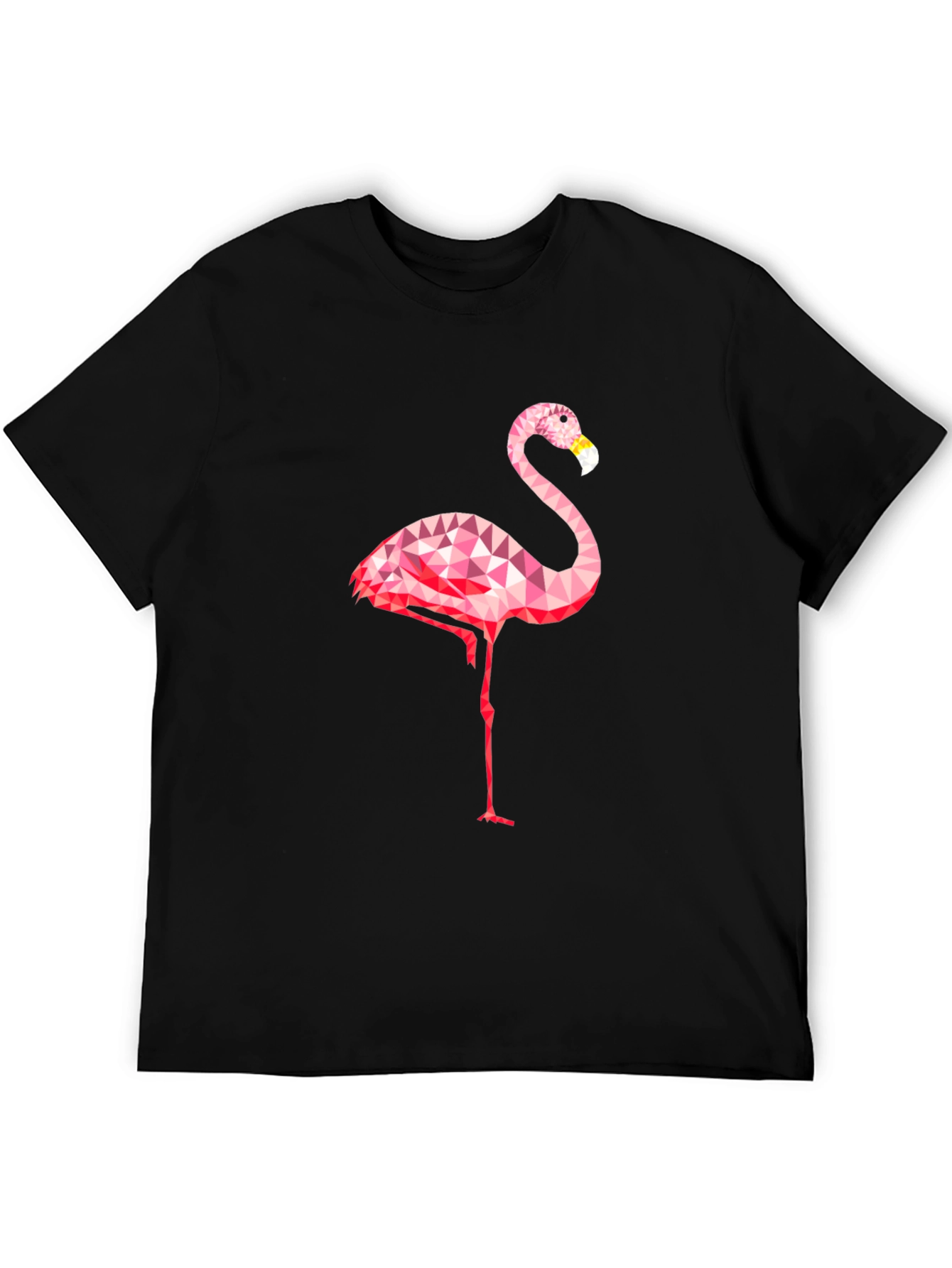 Geometric Flamingo Graphic Tee - Black