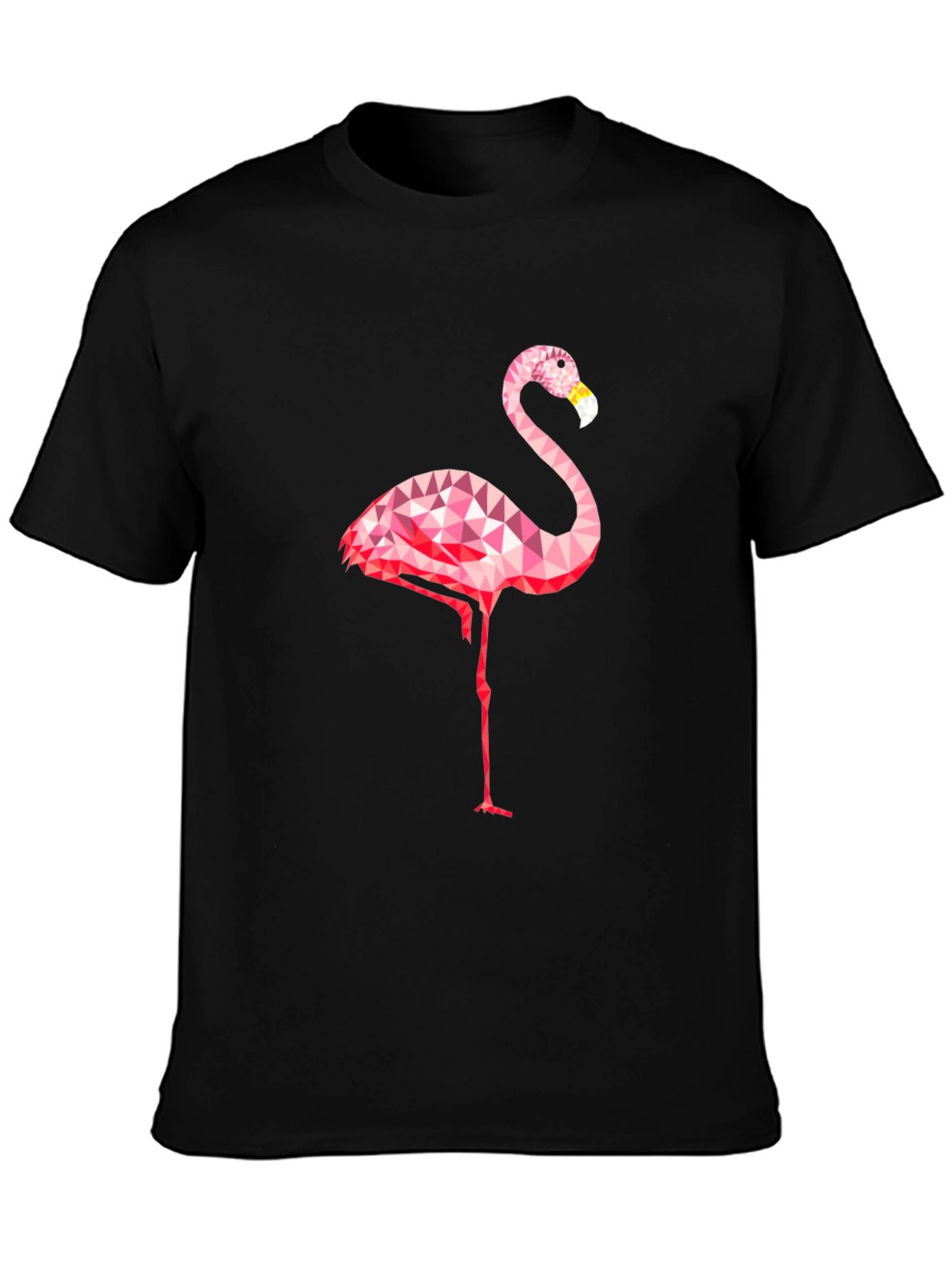 Geometric Flamingo Graphic Tee - Black
