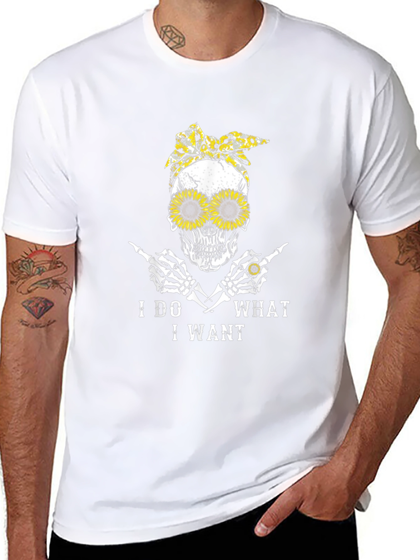Skull Sunflower I Do What I Want Graphic Tee