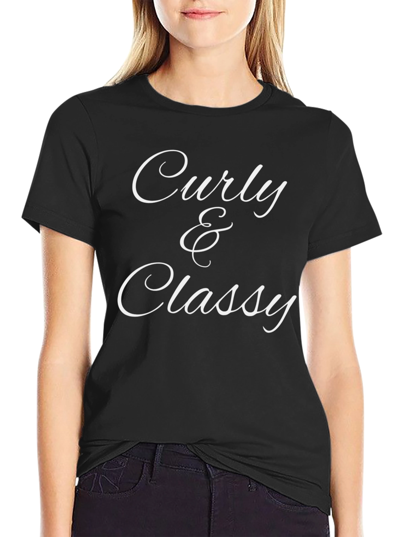 Curly & Classy Black Graphic Tee