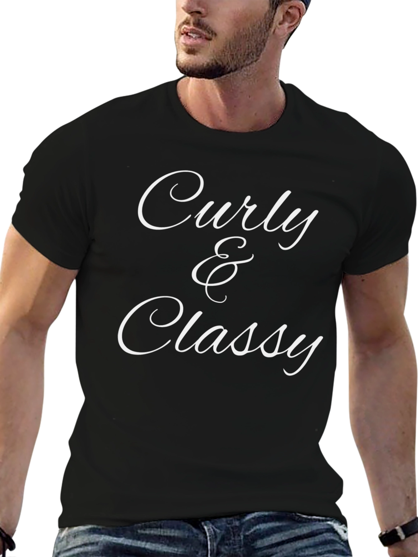 Curly & Classy Black Graphic Tee