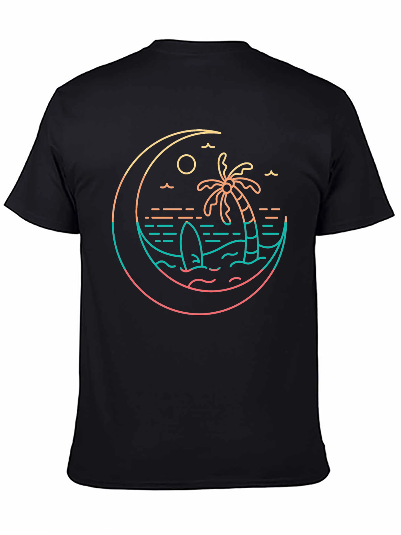 Tropical Beach T-Shirt Palm Tree Surfboard Graphic Tee
