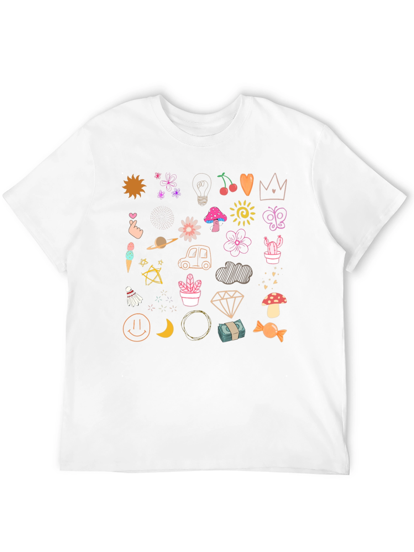 Doodle Print Black T-Shirt - Fun & Quirky Style