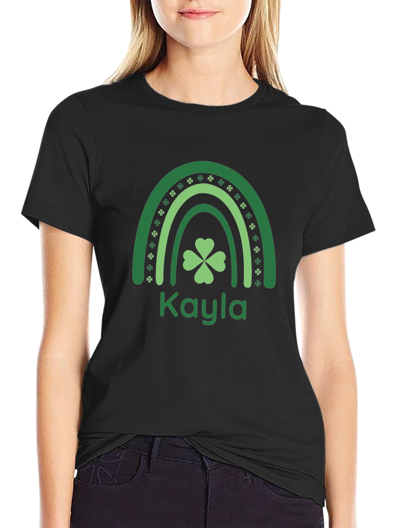 Kayla St. Patricks Day Shamrock Rainbow T-Shirt