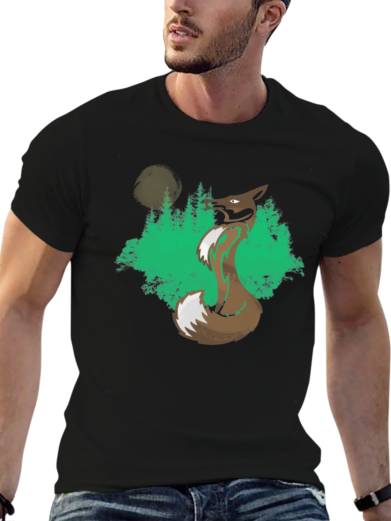 Fox Forest Graphic Tee - Mens Black T-Shirt