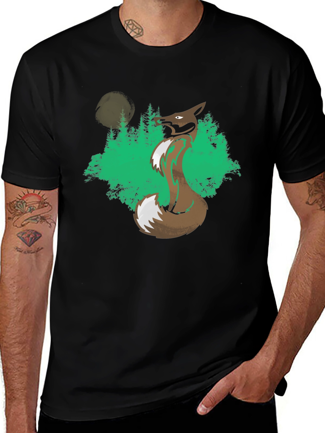 Fox Forest Graphic Tee - Mens Black T-Shirt