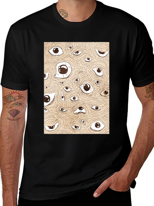 Surreal Eyes Pattern Black T-Shirt
