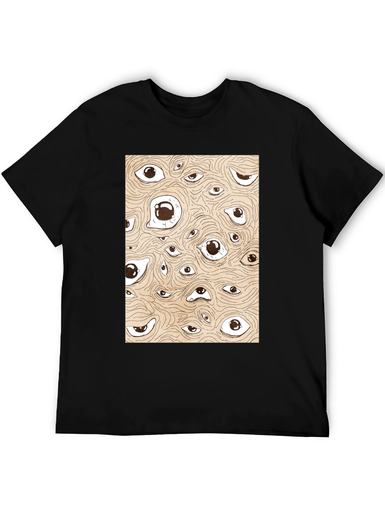 Surreal Eyes Pattern Black T-Shirt