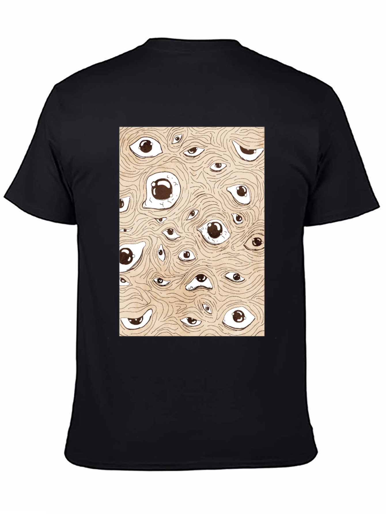 Surreal Eyes Pattern Black T-Shirt