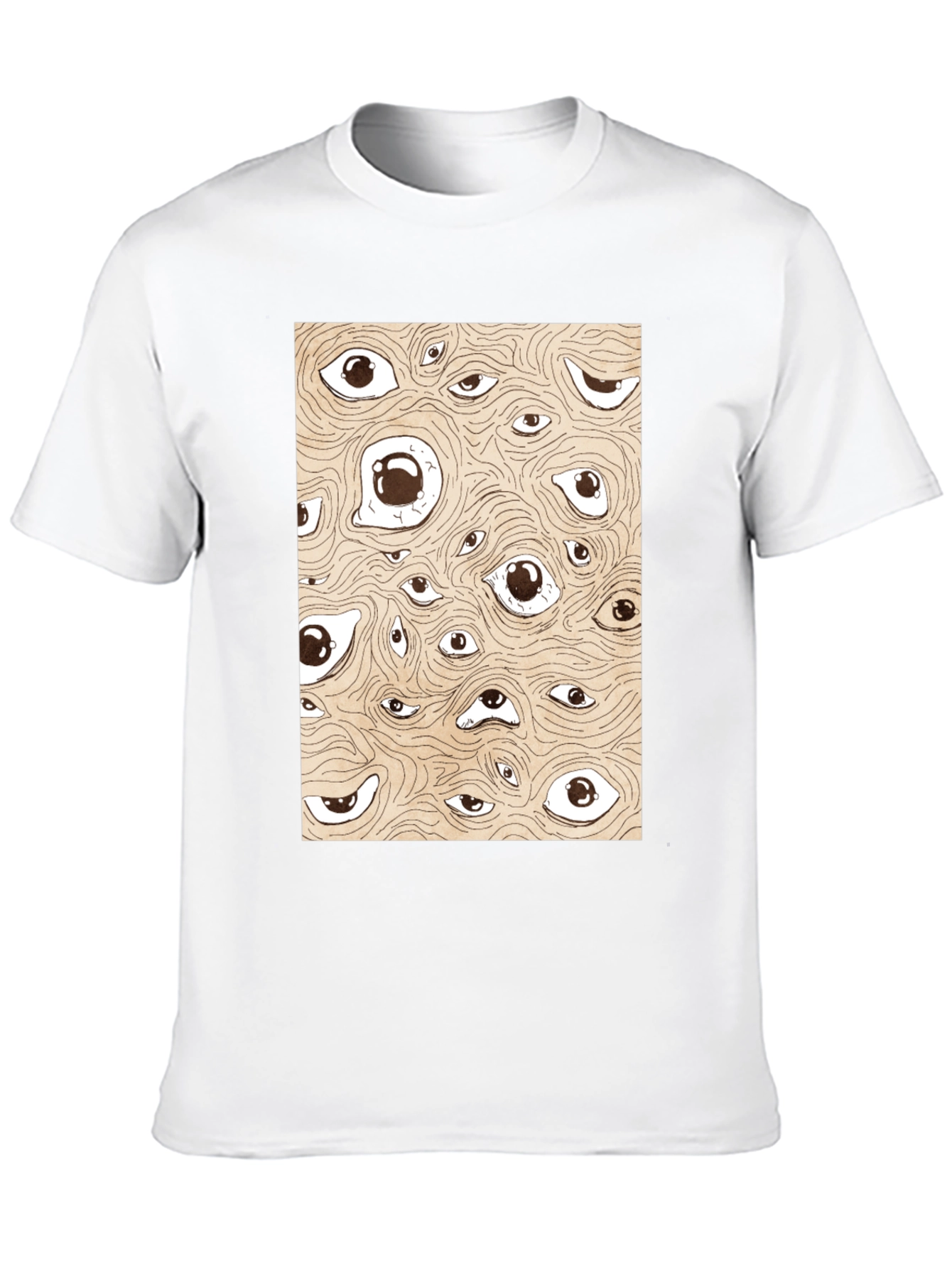 Surreal Eyes Pattern Black T-Shirt