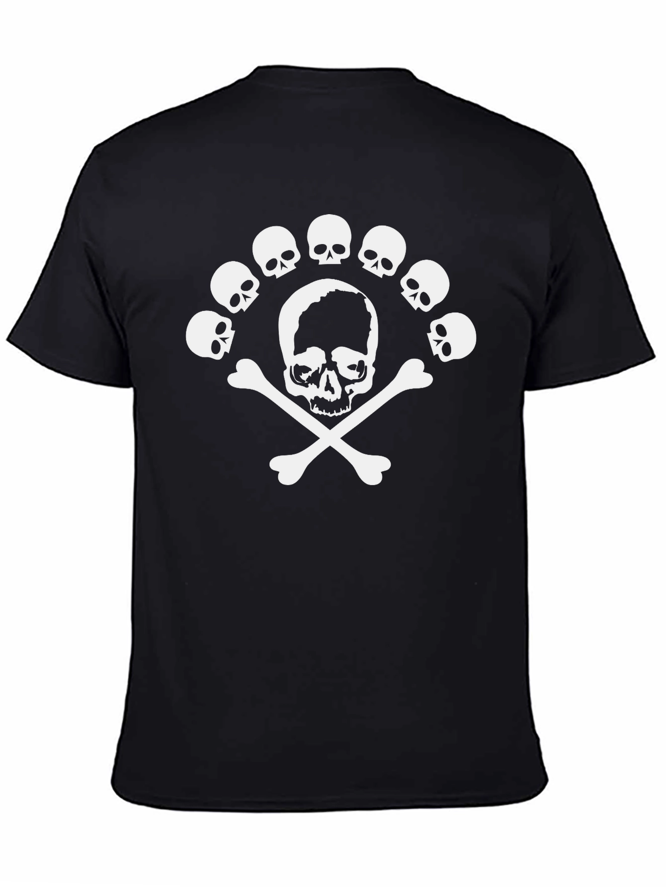 Skull & Crossbones Graphic Tee - Black Cotton T-Shirt