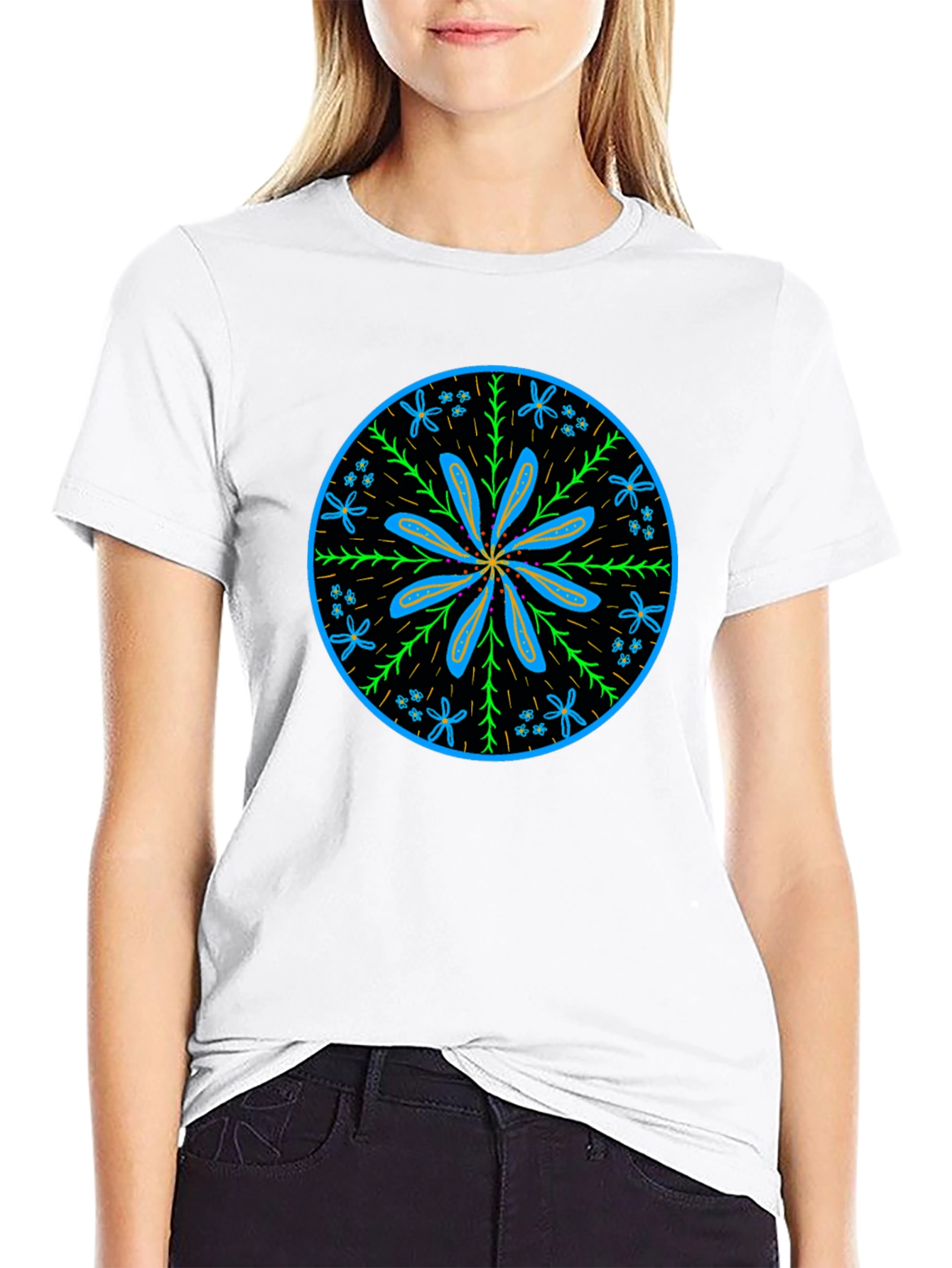 Floral Mandala Graphic Tee - Black