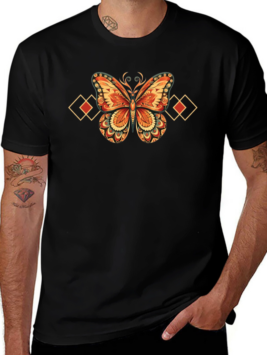 Butterfly Diamond Graphic Black T-Shirt