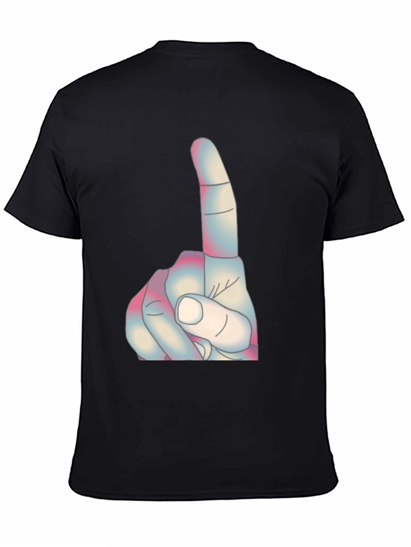 Novelty Finger Pointing Graphic Tee - Casual Black T-Shirt