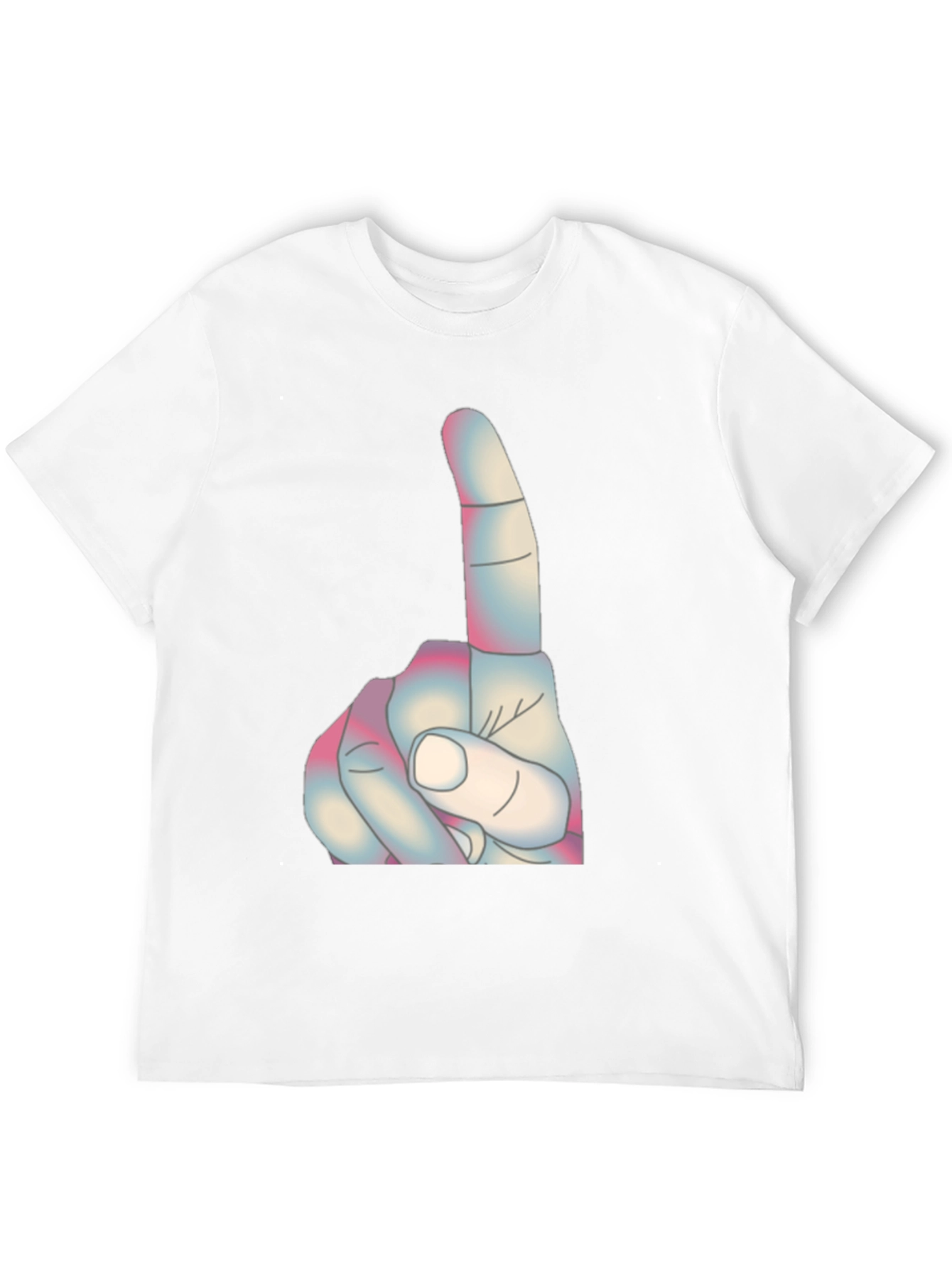 Novelty Finger Pointing Graphic Tee - Casual Black T-Shirt