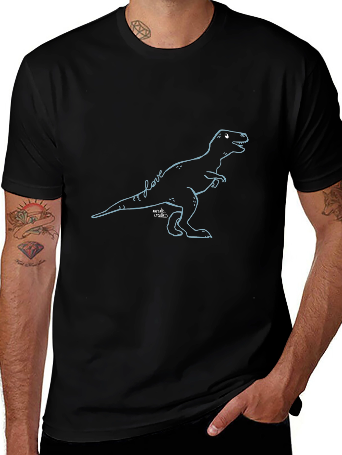 Dinosaur Love T-Shirt - Black Graphic Tee