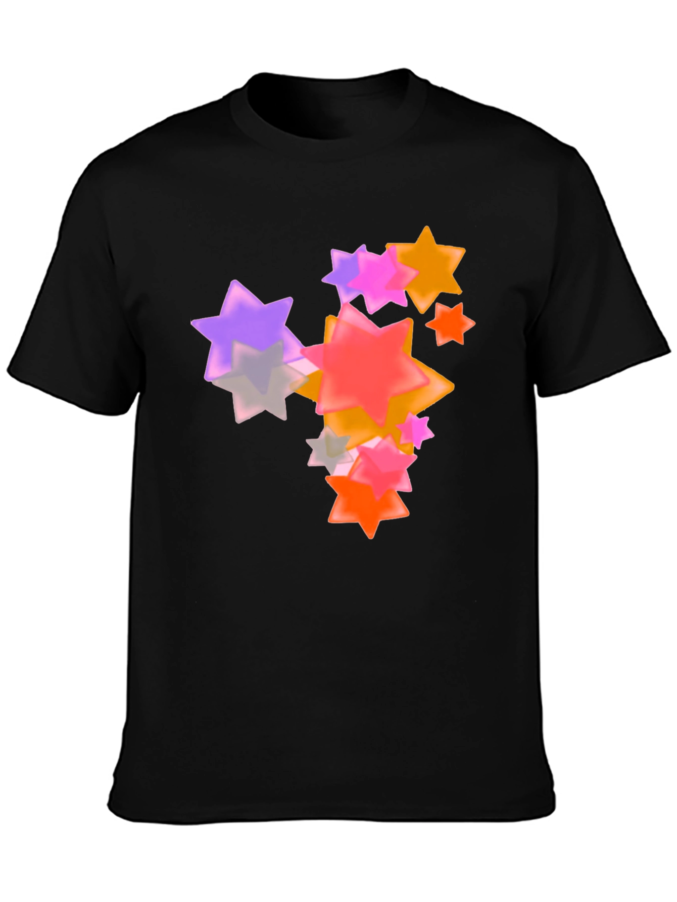 Star Pattern Black Tee Shirt