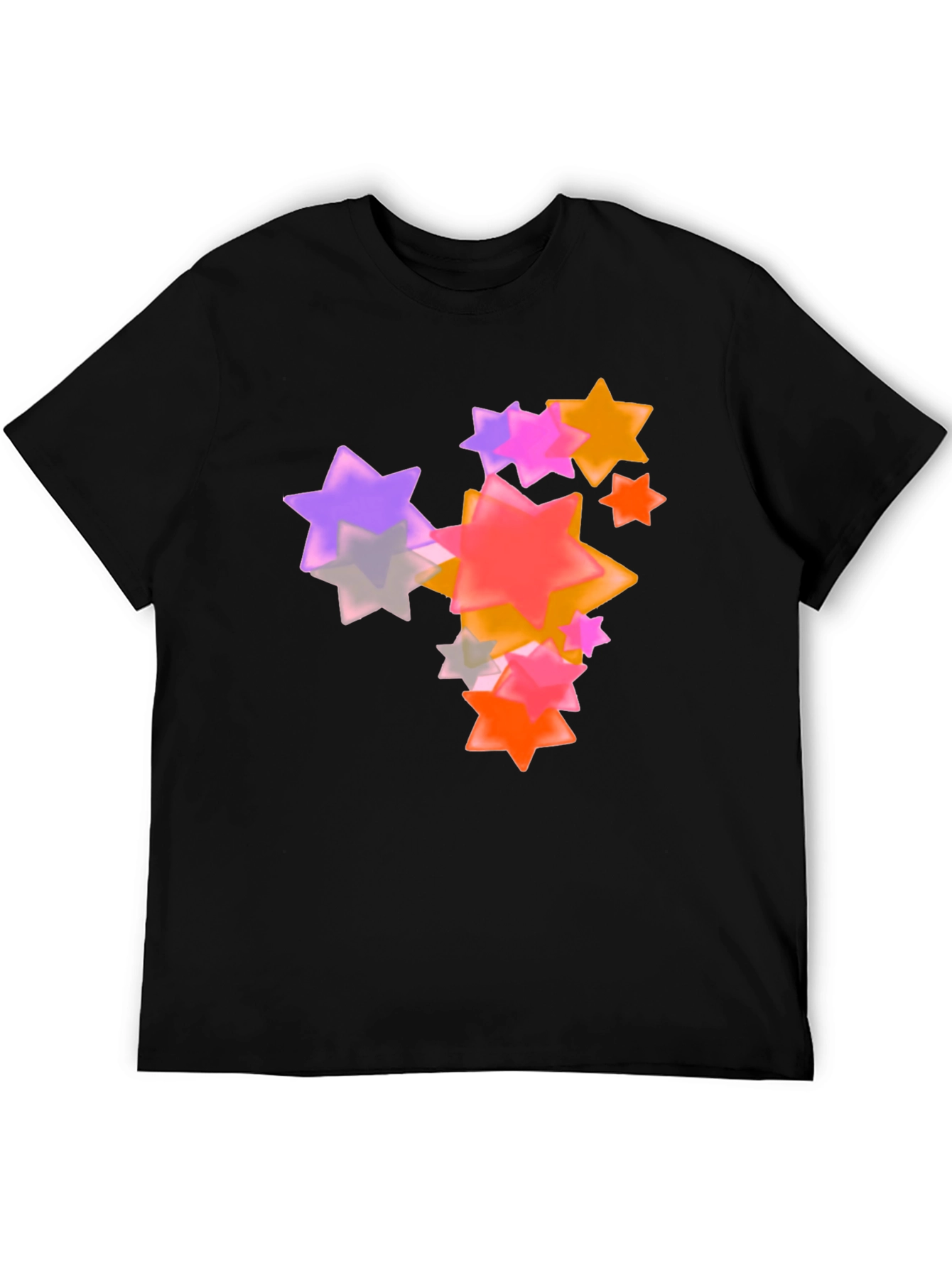 Star Pattern Black Tee Shirt