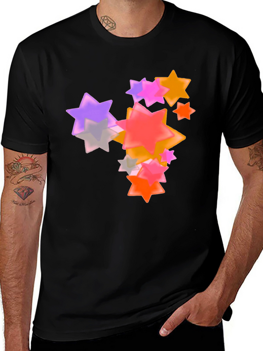 Star Pattern Black Tee Shirt