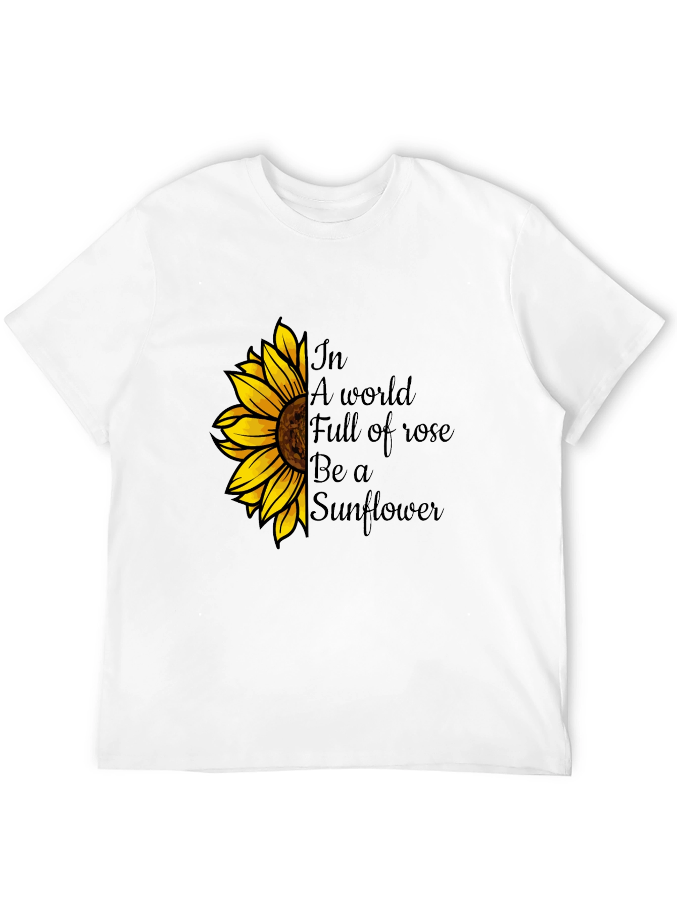 Be a Sunflower Graphic Tee - Black Cotton T-Shirt