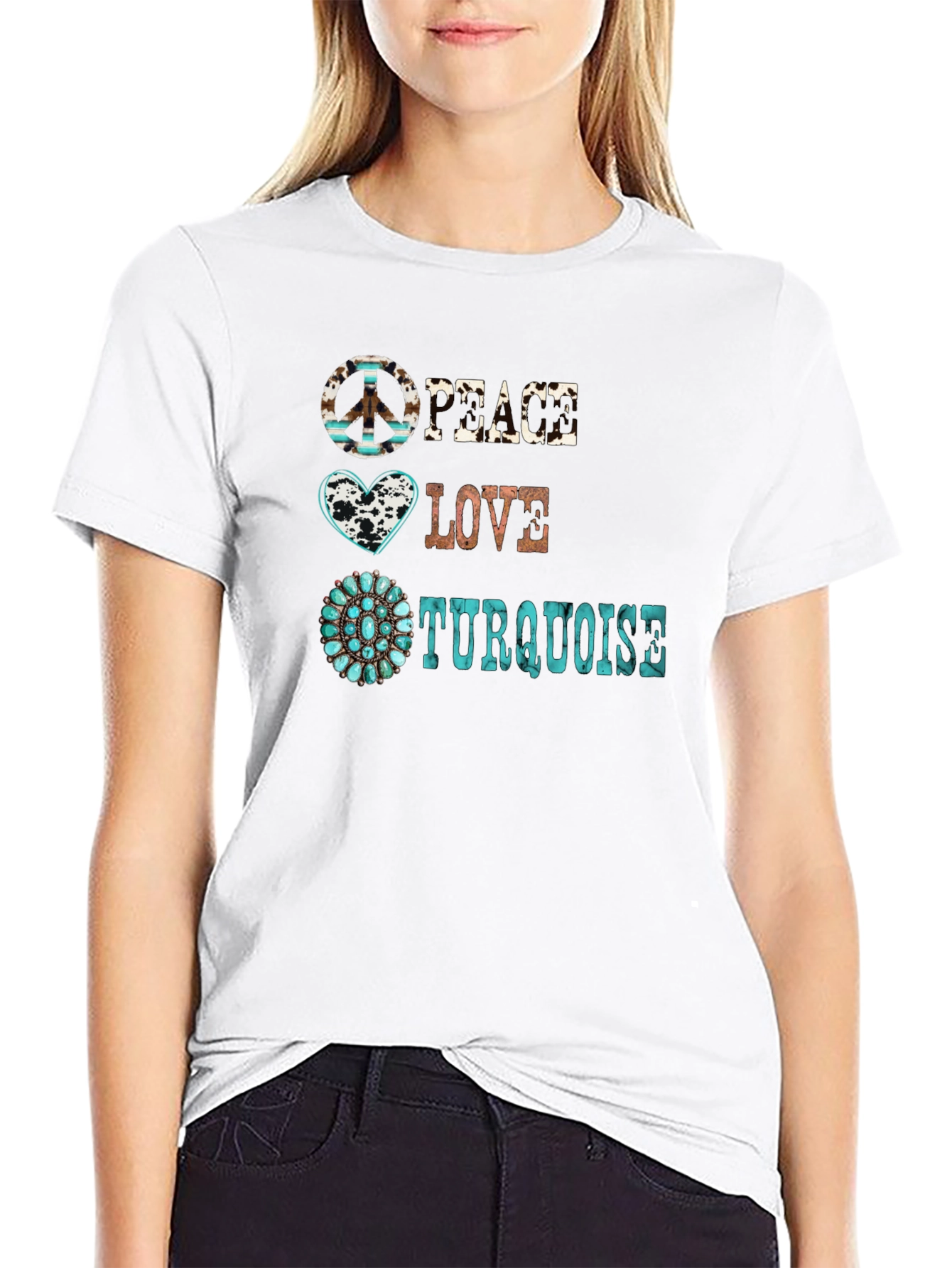 Peace Love Turquoise Graphic Tee